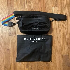 Kurt Geiger Black Belt Bag with Rainbow Strap w dust cover